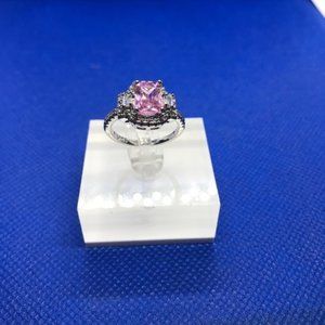 925 ring Pink Zirconia Square Ring stamped size 6